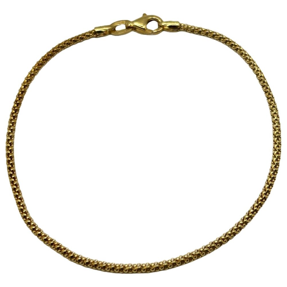 18k Gold Italy Popcorn Mesh Bracelet 2mm x 7.6" Long - Lobster Clasp
